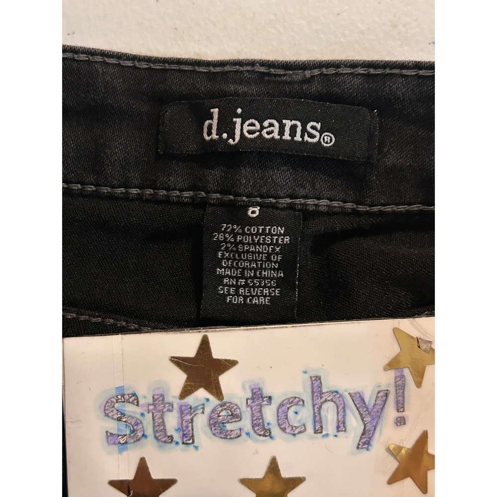 Black Stretch Denim Capri Pants Embellished Back Pockets Size 8 Stretchy - Picture 3 of 9
